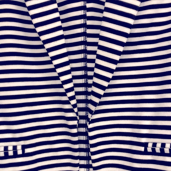 [gnw] Women's Blazer Scrunched 3/4 Sleeves Black & White Striped Size Medium - Picture 6 of 11